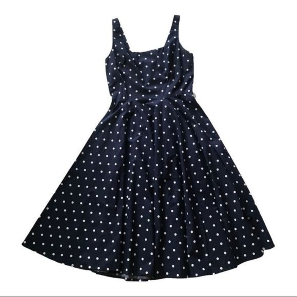 BAILEY BLUE Dress Summer Blue & White Polka Dot Fit & Flare Size S - Picture 5 of 5